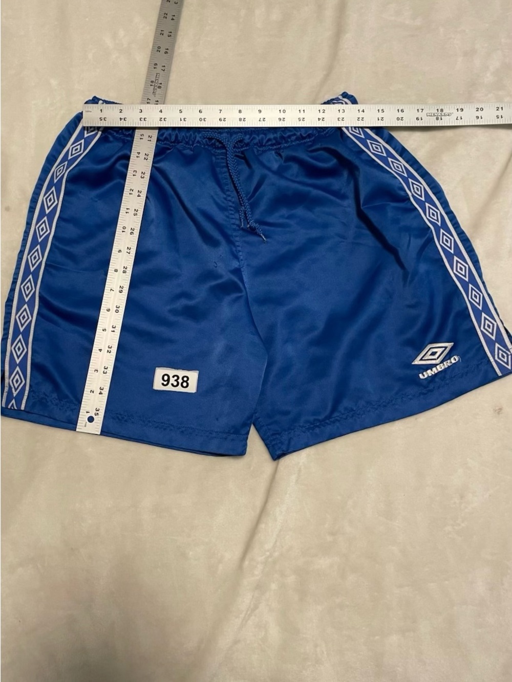 Umbro Royal Blue Men's Athletic Shorts with White Diamond Trim vintage